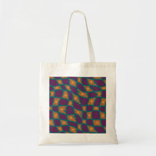 Tote Bag Trippy super 60s Flower Checks Orange Rose