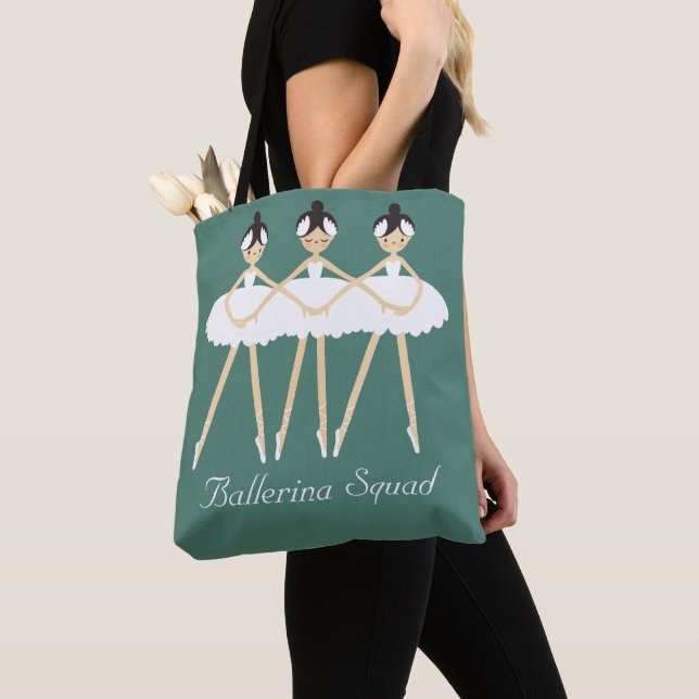 Tote Bag Trois Ballerinas mignonnes, Robes blanches (De près)
