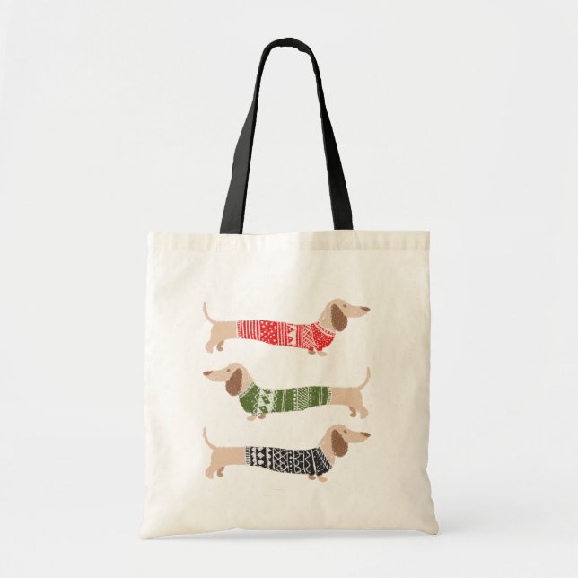 Tote Bag Trois Chiens moches et moches de Noël (Devant)