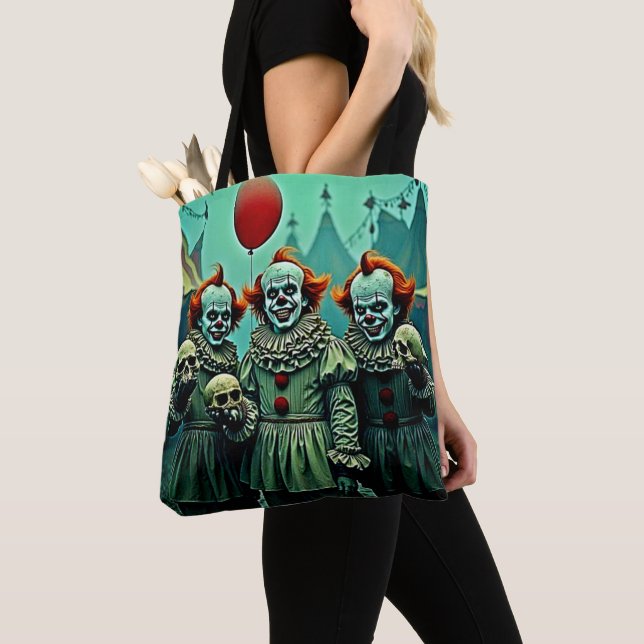 Tote Bag Trois Clowns Déplaisants Crâne conception de la pe (De près)