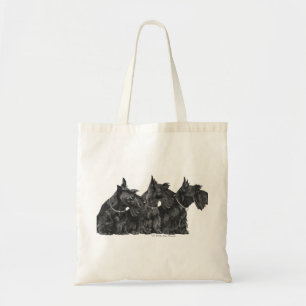 Tote Bag Trois Curieux Terriers écossais