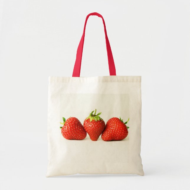 Tote Bag Trois Fraises Sur Btcna Blanc (Devant)