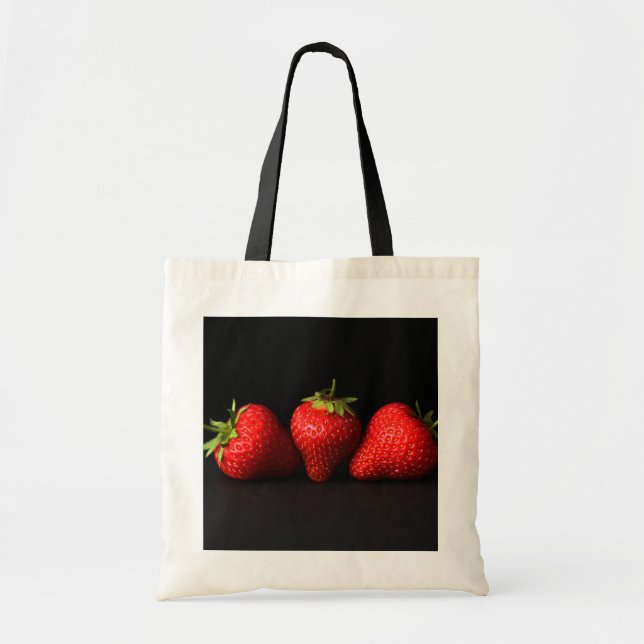 Tote Bag Trois Fraises Sur Bti Noir (Devant)
