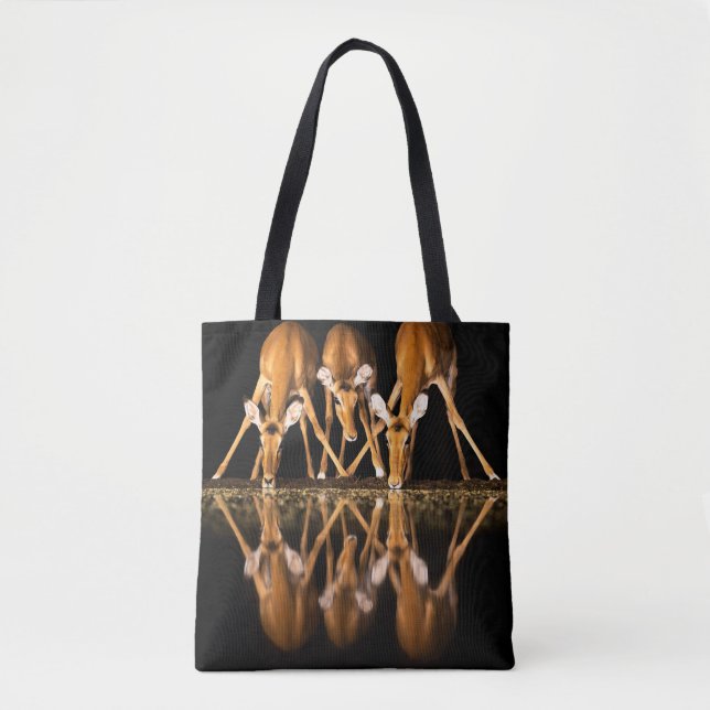 Tote Bag Trois impalas boivent ensemble la nuit (Devant)