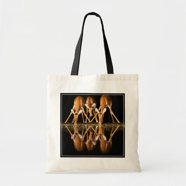Tote Bag Trois impalas boivent ensemble la nuit (Devant)