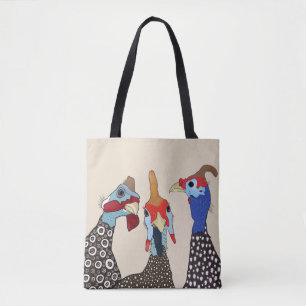 Tote Bag Trois mignons Oiseaux à tête molle de Guinée