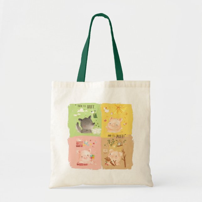 Tote Bag Trois petits cochons et gros loup (Devant)