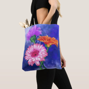 Tote Bag Trois superbes Gerberas de couleurs - Dessin d'art