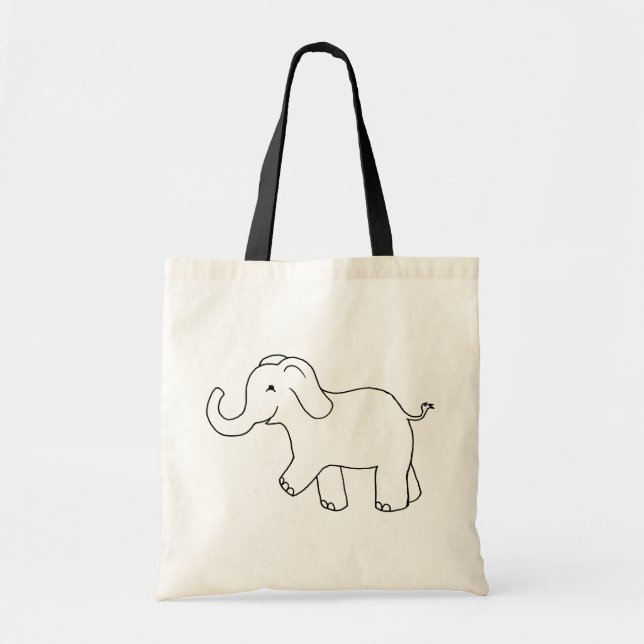 Tote Bag Tronc d'éléphant vers le haut d'art simple mignon (Devant)