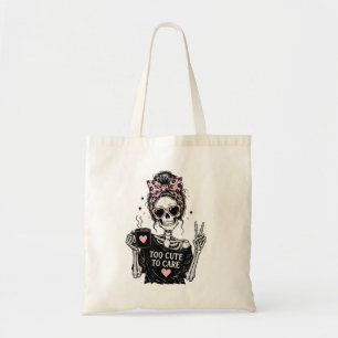 Tote Bag Trop Mignon Pour Se Soucier Graphique De Squelette