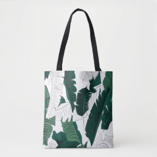Tote Bag Tropical Banana Leaf Pattern Tote Bag: Dark Green 