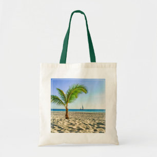 Tote Bag Tropical Beaches   Sailboat, Palm Tree, Aruba