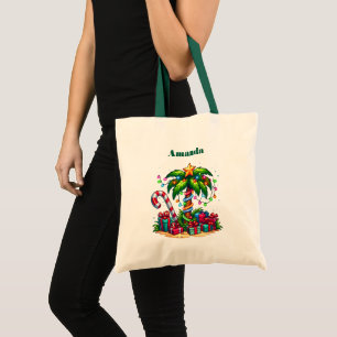 Tote Bag Tropical Christmas Holiday Palm Tree