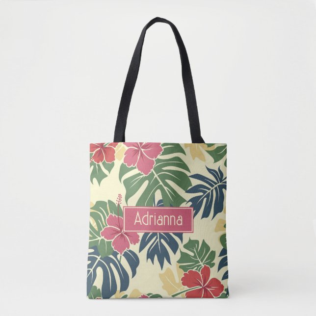 Tote Bag Tropical floral jaune (Devant)