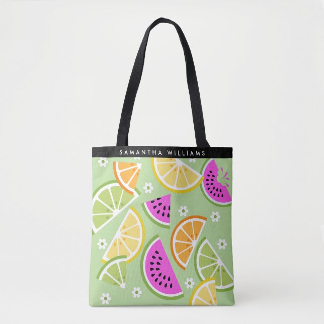 Tote Bag Tropical Fruitier Personnalisé d'Été (Devant)