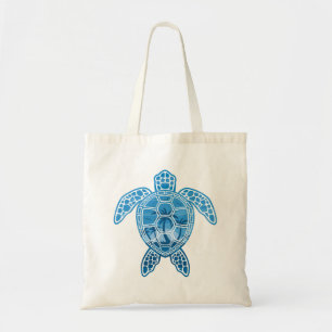 Tote Bag Tropical Island Sea Turtle Design en bleu