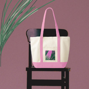 Tote Bag Tropical Palm Fronds en vert et rose