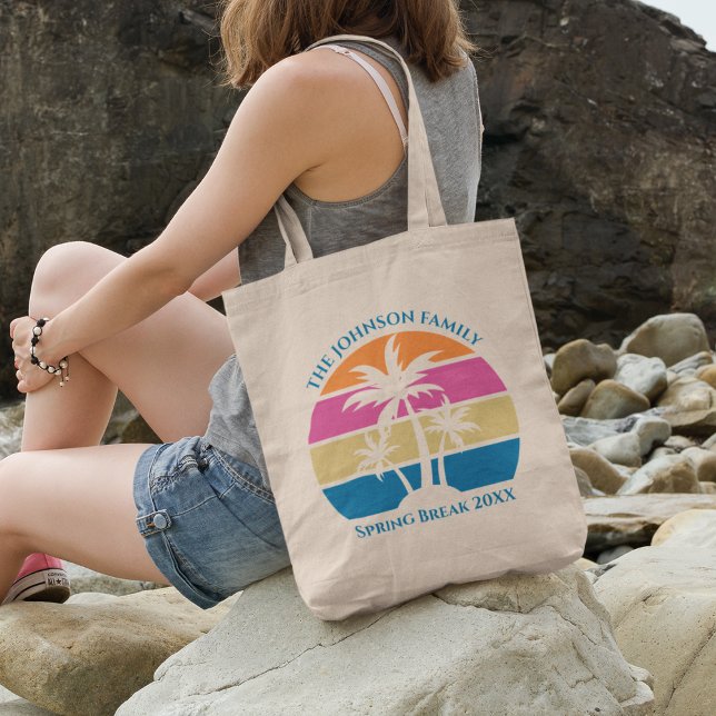 Tote Bag Tropical Palm Tree Beach Trip Sunset Cute Custom (Créateur téléchargé)