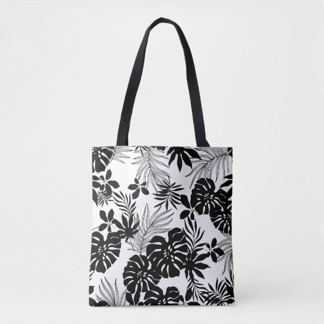 Tote Bag Tropiques Noires et Blancs : Nature Silhouettée (Devant)