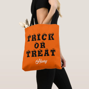 Tote Bag Trou ou traiter Orange Script moderne Halloween