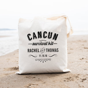 Tote Bag Trousse de survie de Cancun Bienvenue Mariage