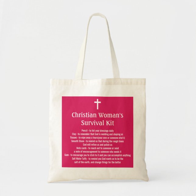 Tote Bag Trousse de survie de la femme chrétienne (Devant)