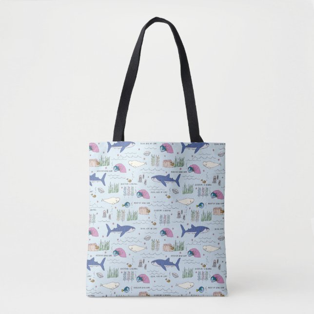 Tote Bag Trouver le Motif Dory Blue Cartoon (Devant)