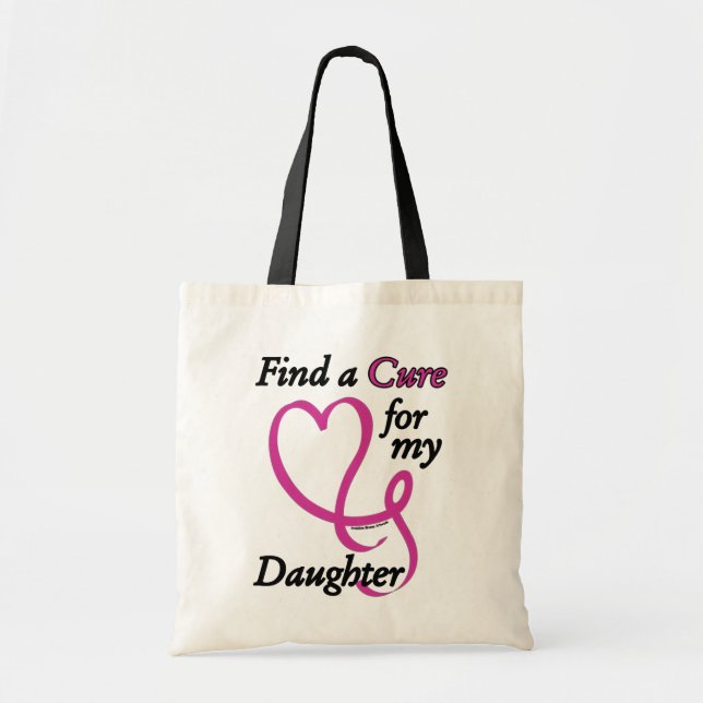 Tote Bag Trouver un remède/coeur/fille...Cancer du sein (Devant)