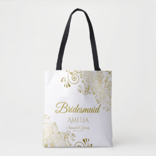 Tote Bag Trucs d'or sur blanc Elegant Bridesmaid Mariage