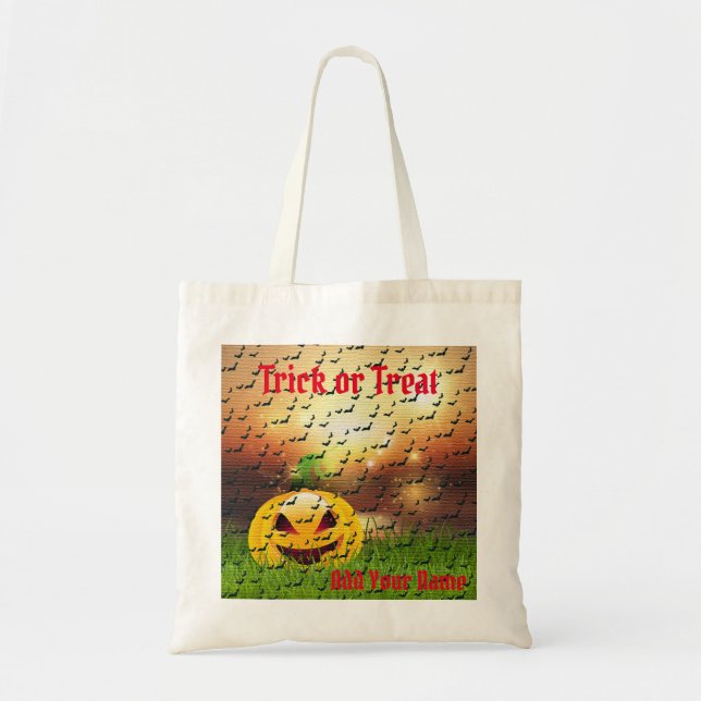 Tote Bag Trucs ou traitements Halloween heureux (Devant)
