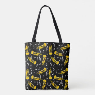 Tote Bag Trumpet Music Notes Motif