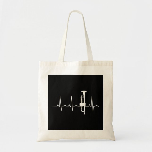 Tote Bag Trumpeter Hearbeat Trumpet Player Musique Jazz (Devant)