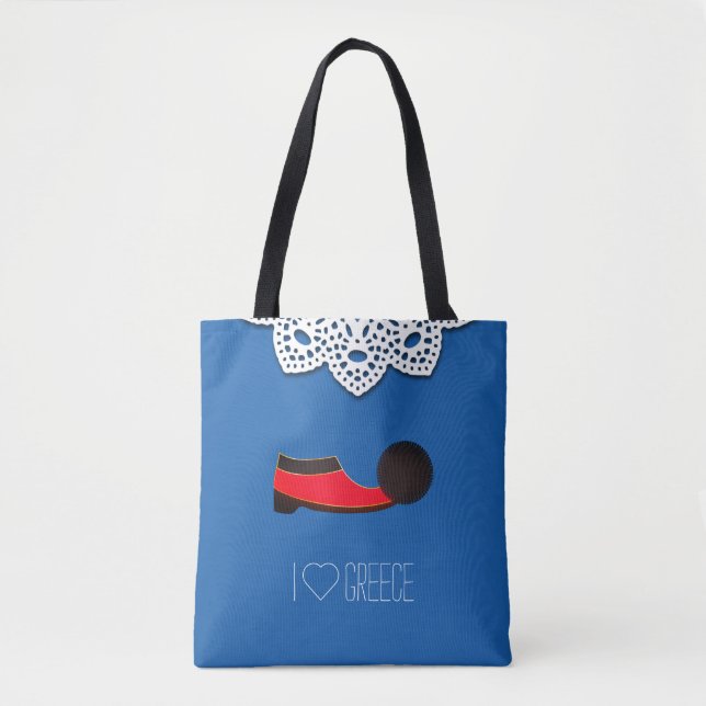 Tote Bag Tsarouchi grec traditionnel & doily (Devant)