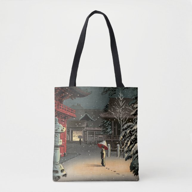 Tote Bag Tsuchiya Koitsu - Neige au temple de Nezu (Devant)