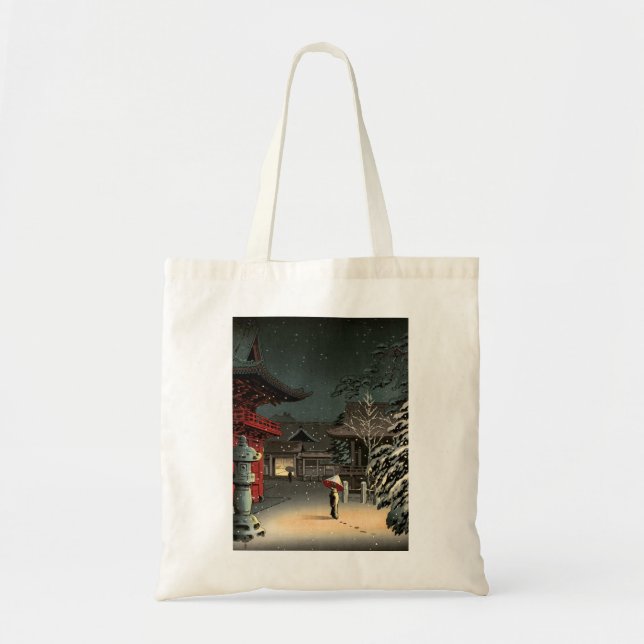 Tote Bag Tsuchiya Koitsu - Neige au temple de Nezu (Devant)