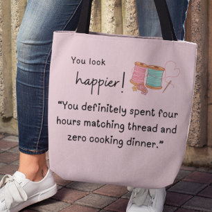 Tote Bag Tu as l'air plus heureux ! Filetage correspondant