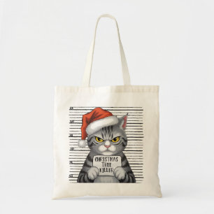 Tote Bag Tueur de sapin de Noël de chat drôle