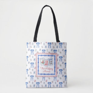 Tote Bag Tuiles de Mahjong aquarelle & noeuds papillon Pers