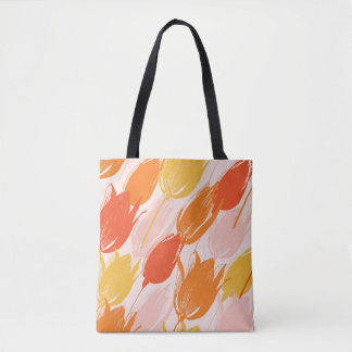 Tote Bag Tulipes diagonales : Conception de couleurs claire