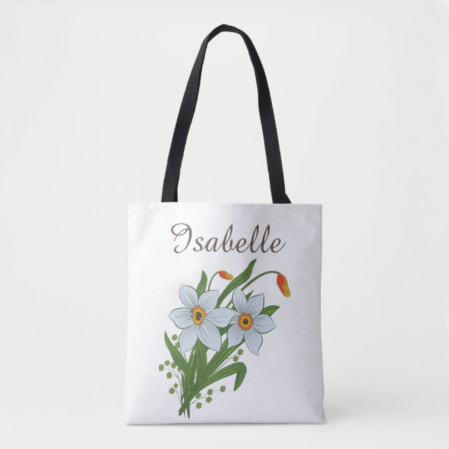 Tote Bag Tulipes et fleurs de jonquilles (Devant)