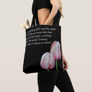 Tote Bag Tulipes Travailler Amour Danse Vivre Citation Insp