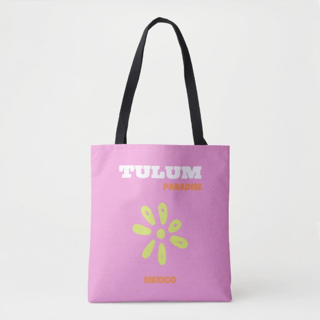 Tote Bag Tulum, Mexique, Preppy, rose (Devant)