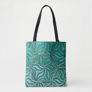 Tote Bag Turquoise ceramic tile wall textureabstract,archit