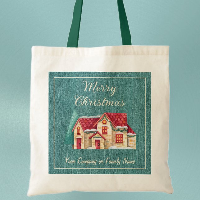 Tote Bag Turquoise Denim, Entreprise, Maison d'hiver (Créateur téléchargé)