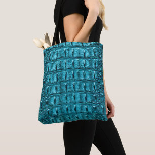 Tote Bag turquoise empreinte d'alligator bleu bleu d'aqua t
