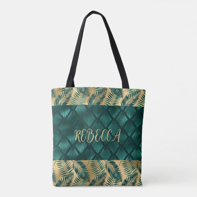 Tote Bag Turquoise et Gold Design Fourre-tout (Dos)