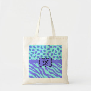 Tote Bag Turquoise & Lavender Zebra & Cheetah Customisé