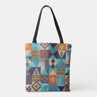 Tote Bag Turquoise & Orange Patchwork Tote