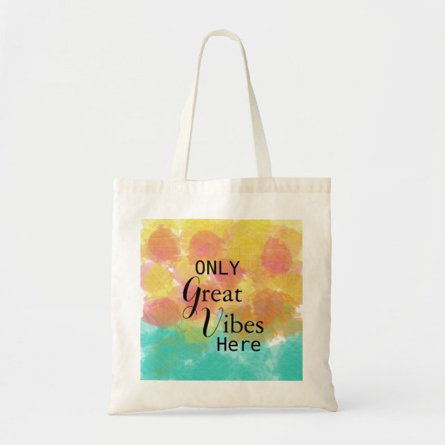 Tote Bag Turquoise Rose Jaune Seulement De Grandes Vibes Ic (Devant)