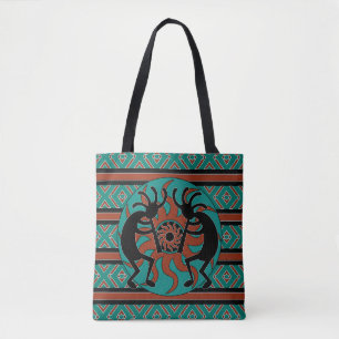 Tote Bag Turquoise tribale de sud-ouest de Kokopelli